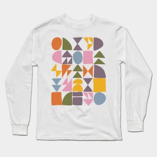Cute Colorful Geometric Shapes Drawing Long Sleeve T-Shirt